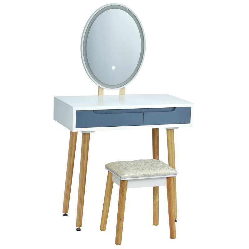 Corrigan Studio® Brassfield Vanity Set with Stool and Mirror & Reviews